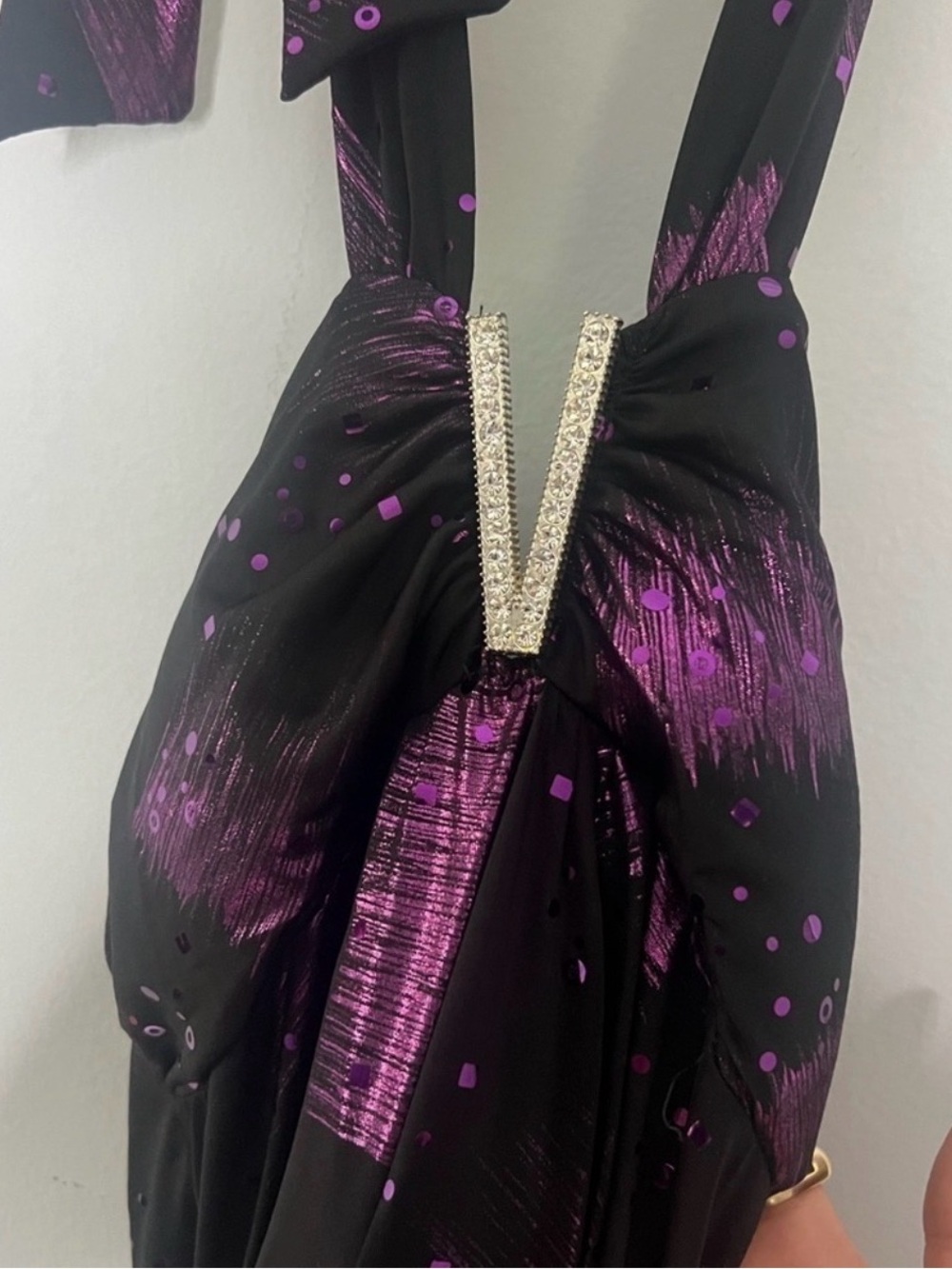 Black & Purple Sequin Accent Cocktail Dress